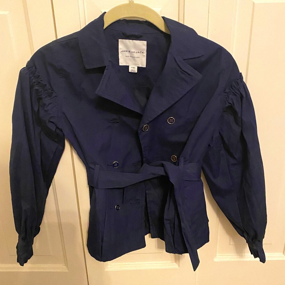 Janie and Jack Button-Front Navy Trench Coat